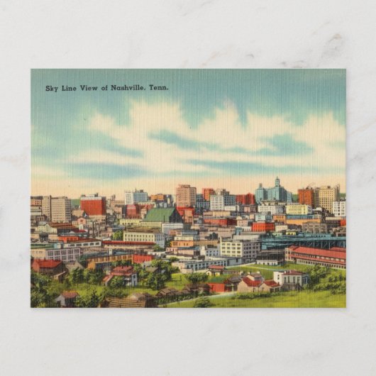 Carte Postale Vintage, Skyline de Nashville, Tennessee (Devant)