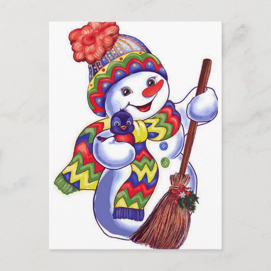 Carte Postale Vintage Snowman (Devant)