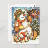 Carte Postale Vintage Snowman (Devant / Derrière)