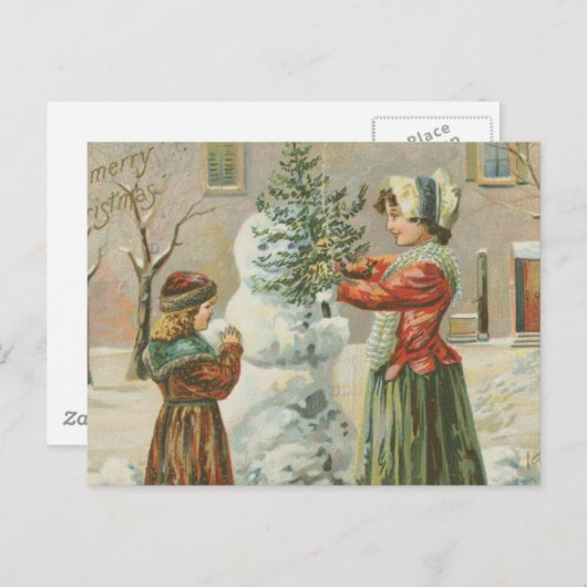 Carte Postale Vintage Snowman (Devant / Derrière)