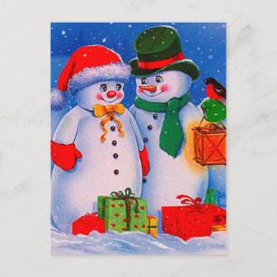 Carte Postale Vintage Snowman