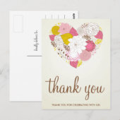 Carte postale vintage Spring Floral Heart Merci (Devant / Derrière)