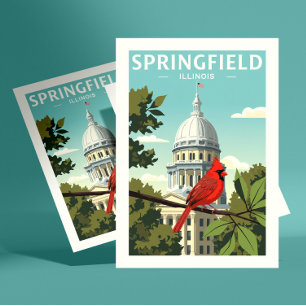 Carte Postale Vintage Springfield Illinois