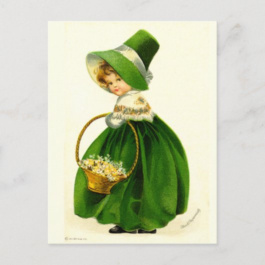 Carte Postale Vintage St. Patrick's Day Girl (Devant)