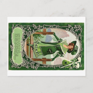 Carte Postale Vintage St. Patrick's Day Girl