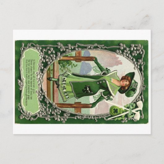 Carte Postale Vintage St. Patrick's Day Girl (Devant)