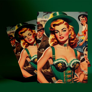 Carte Postale Vintage St. Patrick's Day Pin Up