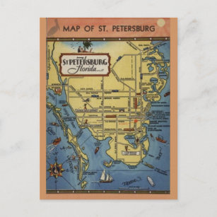 Carte postale vintage St Petersburg Florida Map