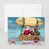 Carte Postale Vintage Steampunk Airship Santa 'Greetings' Merry  (Devant / Derrière)