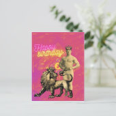 Carte Postale Vintage Strongman Altered Art Anniversaire (Debout devant)