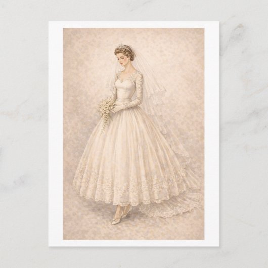 Carte Postale Vintage-Style 1950s Wedding Gown (Devant)