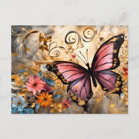 Carte Postale Vintage Style Butterfly # 1 (Devant)