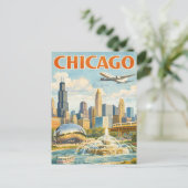 Carte Postale Vintage Style Chicago Travel Postcard (Debout devant)