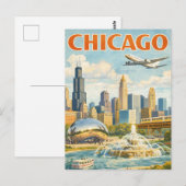 Carte Postale Vintage Style Chicago Travel Postcard (Devant / Derrière)
