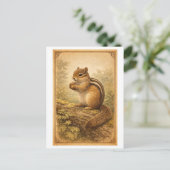 Carte Postale Vintage-Style Chipmunk Illustration (Debout devant)