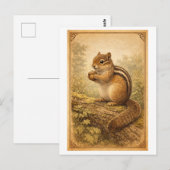 Carte Postale Vintage-Style Chipmunk Illustration (Devant / Derrière)