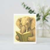 Carte Postale Vintage-Style Elephant Reading (Debout devant)