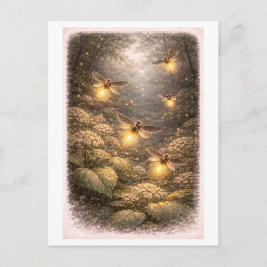 Carte Postale Vintage-Style Firefly Illustration (Devant)