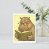Carte Postale Vintage-Style Hippo Reading (Debout devant)