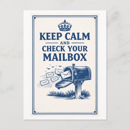Carte Postale Vintage-Style "Keep Calm" Mailbox  (Devant)