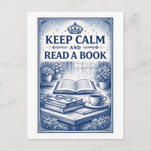 Carte Postale Vintage-Style "Keep Calm" Reading (Devant)
