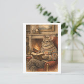 Carte Postale Vintage-Style Mouse Reading a Book (Debout devant)