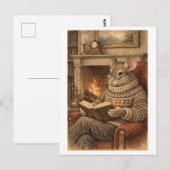 Carte Postale Vintage-Style Mouse Reading a Book (Devant / Derrière)
