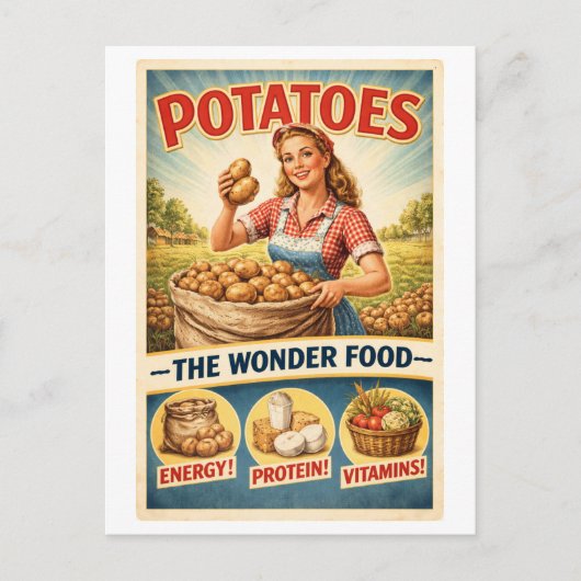 Carte Postale Vintage-Style Potato Advertisement (Devant)