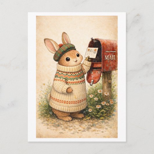 Carte Postale Vintage-Style Rabbit Mailing Postcard (Devant)