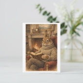 Carte Postale Vintage-Style Rabbit Reading a Book (Debout devant)