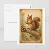 Carte Postale Vintage-Style Squirrel Illustration (Devant / Derrière)