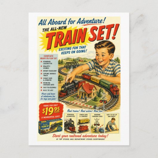 Carte Postale Vintage-Style Train Set Advertisement (Devant)