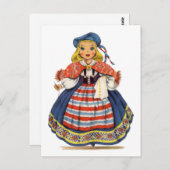 Carte Postale Vintage suédoise robe traditionnelle (Devant / Derrière)