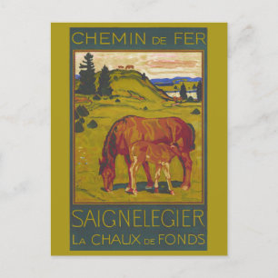 Carte Postale Vintage Suisse Horse Retro Voyage ferroviaire