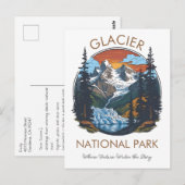 Carte postale Vintage Sunset du parc national Glac (Devant / Derrière)