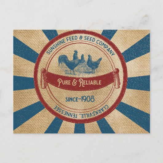 Carte Postale Vintage Sunshine Alimentation Poulets Publicité (Devant)