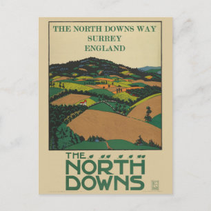 Carte Postale Vintage Surrey Angleterre North Downs Way Travel