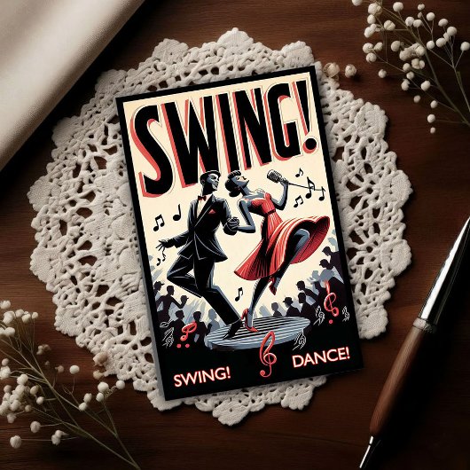 Carte Postale Vintage Swing Dance Night