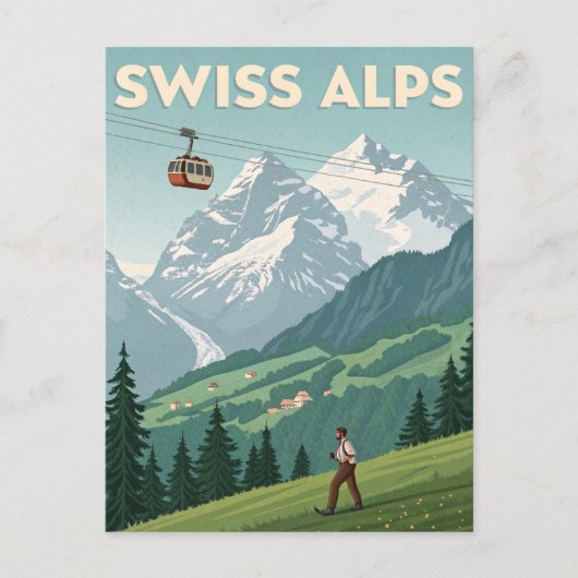 Carte Postale Vintage Swiss Alps Travel (Devant)
