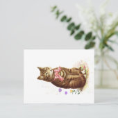 Carte Postale vintage Tabby Chat Avec Bow Rose (Debout devant)