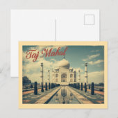 Carte Postale Vintage Taj Mahal Travel (Devant / Derrière)