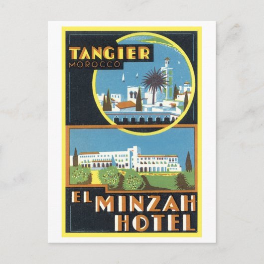 Carte Postale Vintage Tanger, Maroc Hôtel El Minzah (Devant)