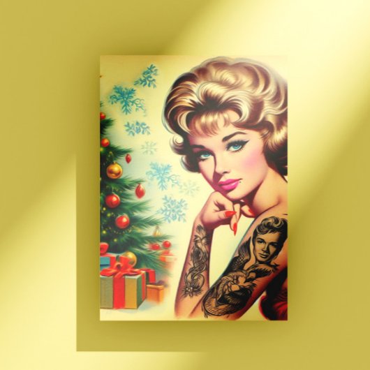 Carte Postale Vintage Tattooed Christmas Pin-up