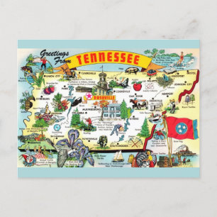 Carte postale vintage Tennessee Map