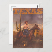Carte Postale Vintage Texas Cowboy Poster (Devant / Derrière)