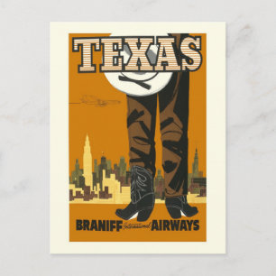 Carte postale Vintage Texas Travel