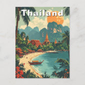 Carte Postale Vintage Thaïlande Tropical Beach Travel Art (Devant)