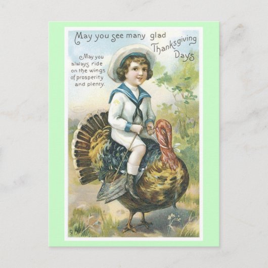 Carte postale vintage Thanksgiving (Devant)