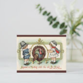 Carte Postale Vintage Thanksgiving Kids Turkey Wishbone (Debout devant)