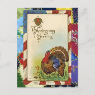 Carte postale vintage Thanksgiving Salutations & Q